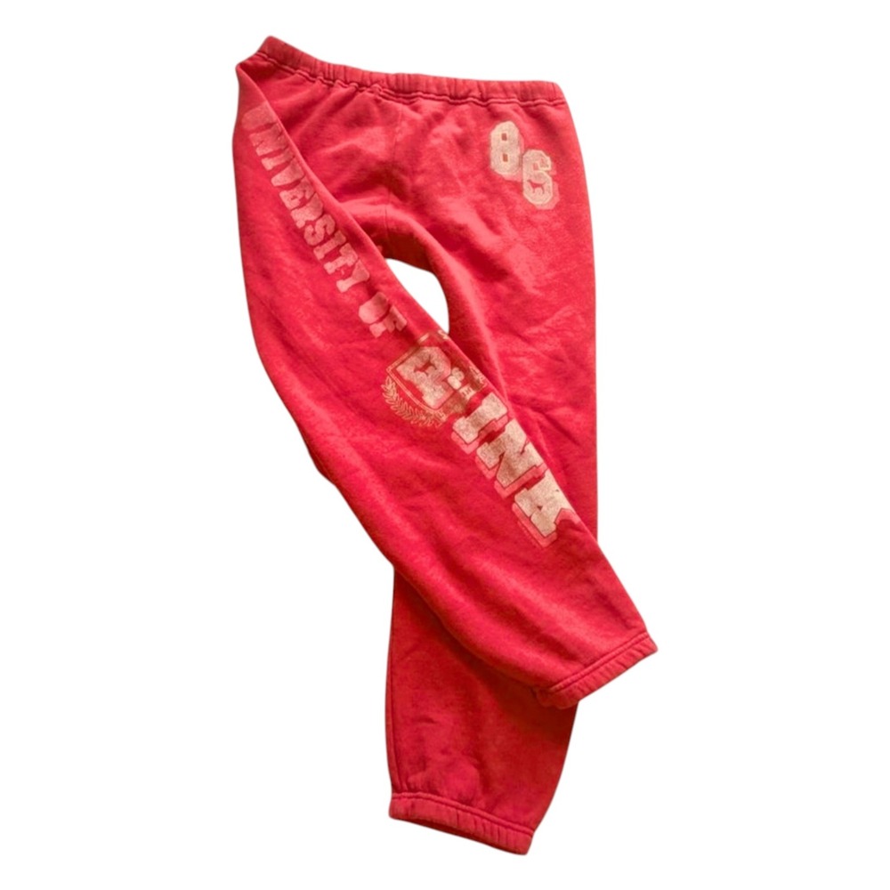 Vintage Victoria's Secret PINK Y2K Red Collegiate Cropped Sweatpants XS